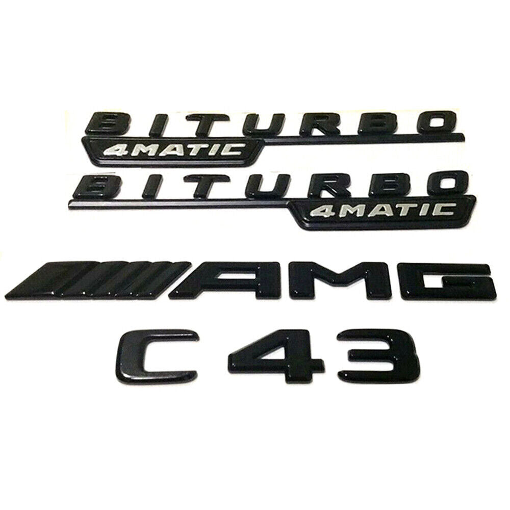 Gloss Black C43 AMG BITURBO 4MATIC Rear Emblem Badge for Mercedes W205 C205 New