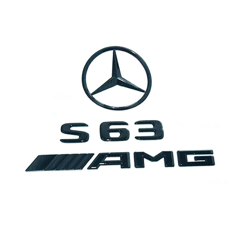 Gloss Black S63 AMG Rear Star Emblem Badge for Mercedes Benz W221 S63 SEDAN