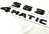 2X GLOSS BLACK S63+4MATIC FOR MERCEDES S63 REAR TRUNK EMBLEM BADGE NAMEPLATE