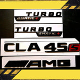 2019+ CLA45 S AMG Emblem TURBO 4MATIC+ Fender Badge Glossy Black SET