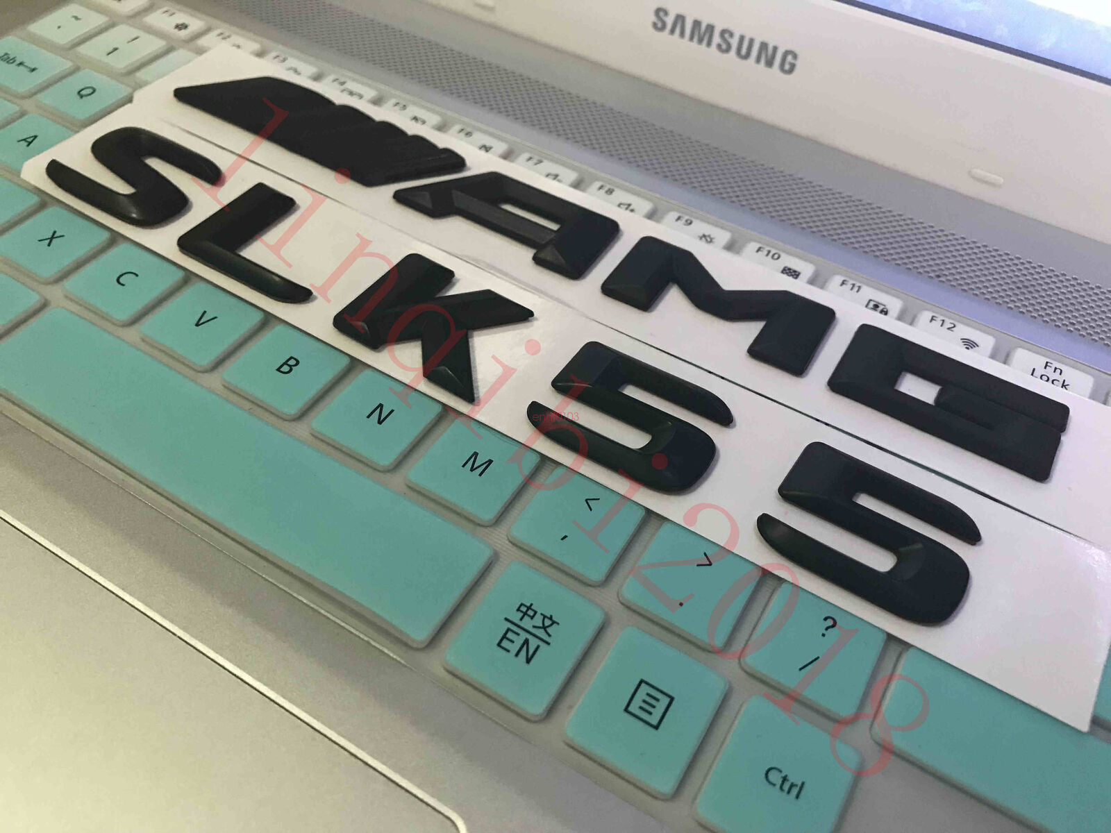 Matt black " SLK55 + AMG " Letters Trunk Emblem Badge Sticker for Mercedes Benz