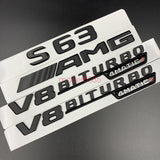 Matte black S63 AMG V8 BITURBO 4 MATIC Trunk Emblem Badge Sticker For Mercedes