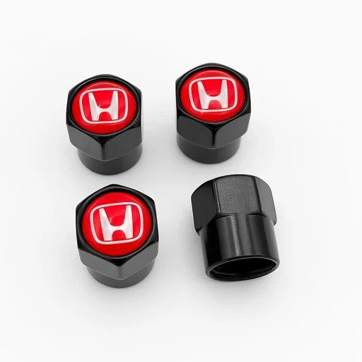 Honda Compatible with Red 4Pcs Tire Valve Stem Caps Anodized Aluminum - Black