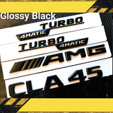 CLA 45 AMG Emblem TURBO 4MATIC Fender Badge SET Glossy Black Set