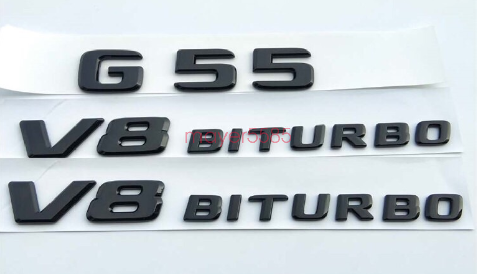 Gloss Black G55 V8 BITURBO Trunk Emblem Badge Sticker For Mercedes Benz G55