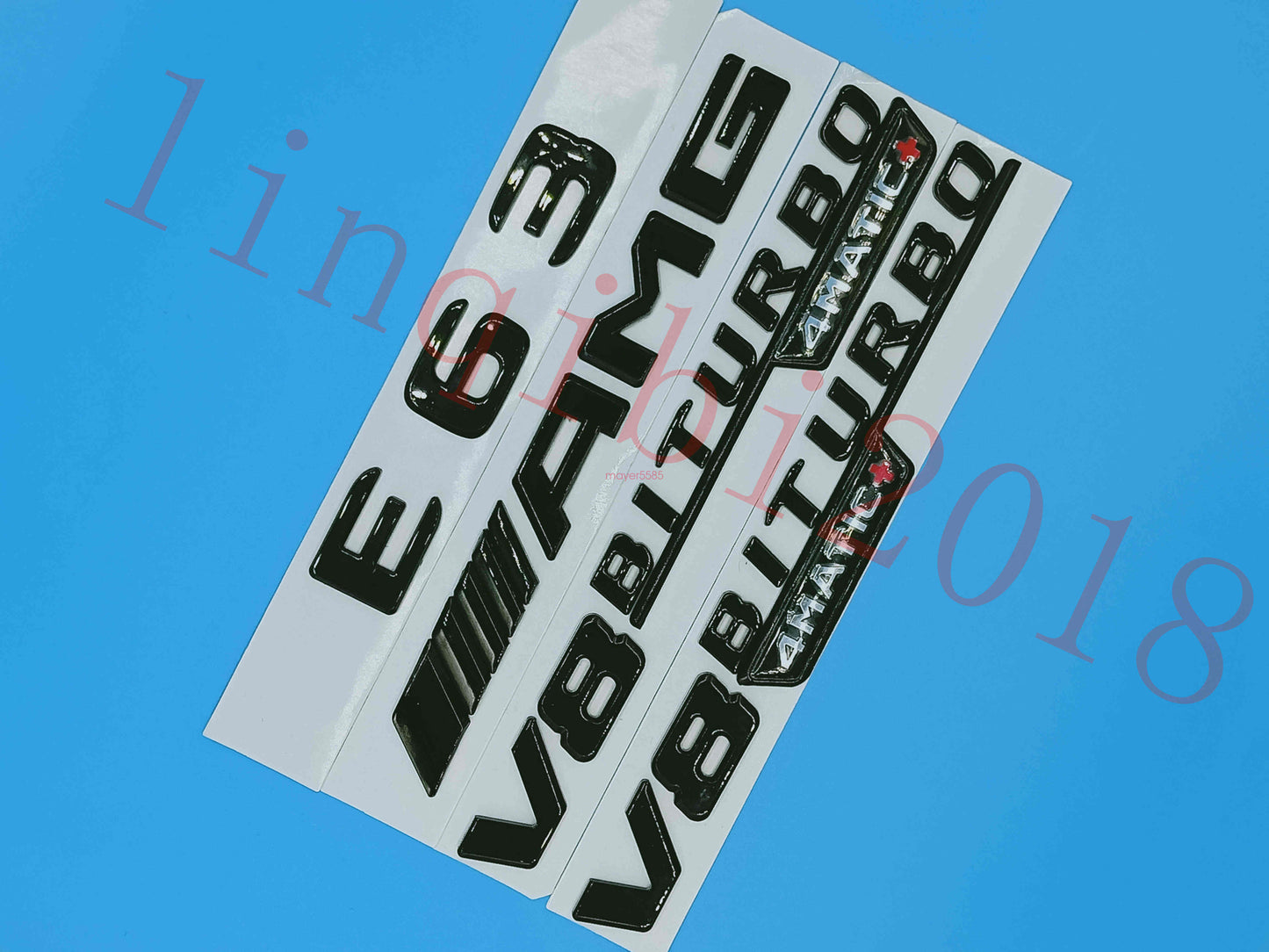 Gloss Black Flat "E63 AMG V8 BITURBO" Trunk Embl Badge Sticker for Mercedes Benz