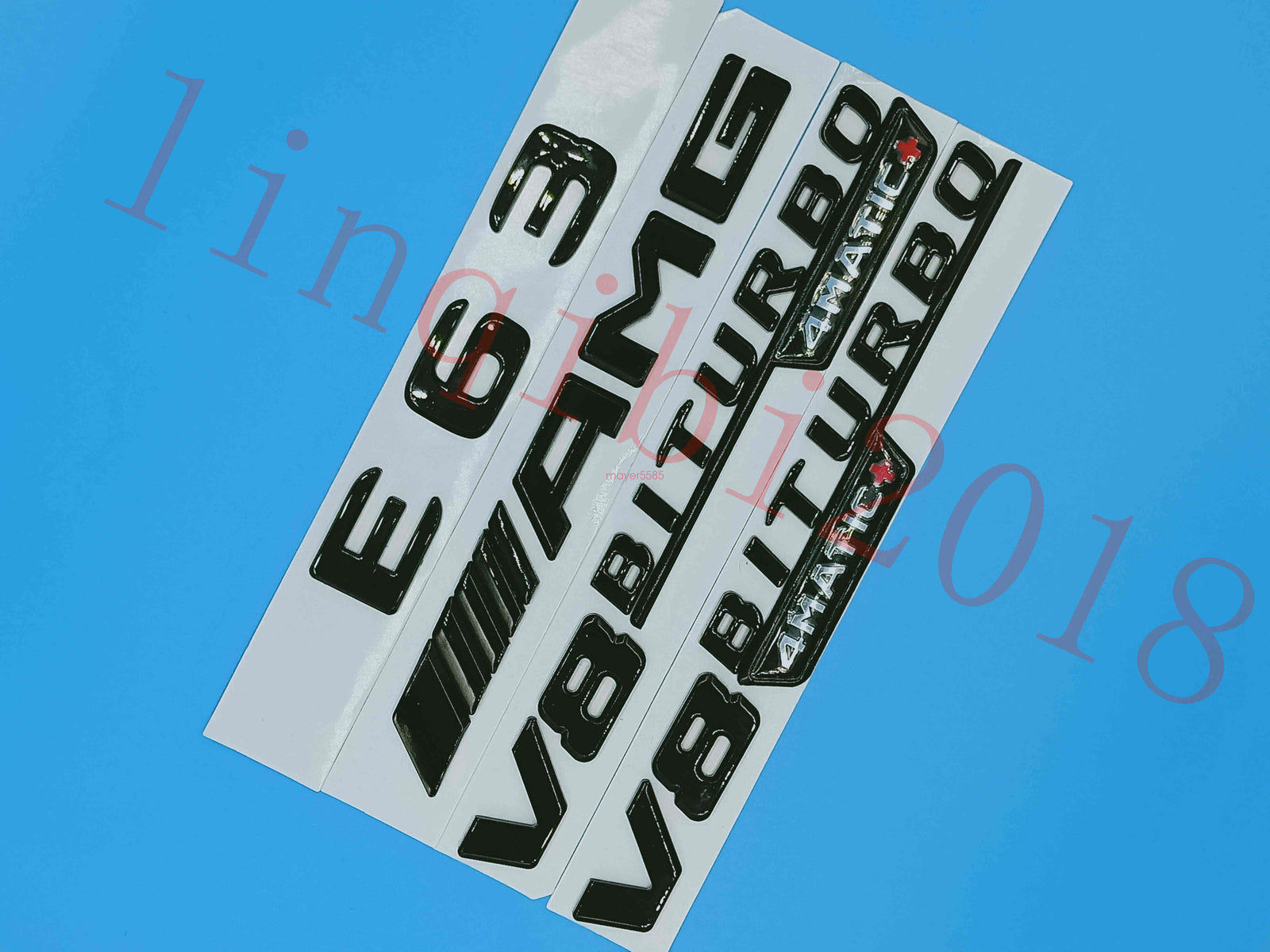 Gloss Black Flat "E63 AMG V8 BITURBO" Trunk Embl Badge Sticker for Mercedes Benz