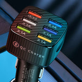 6 Port USB Phone Charger Adapter Fast Charging QC3.0 LED Display Car Accessories
