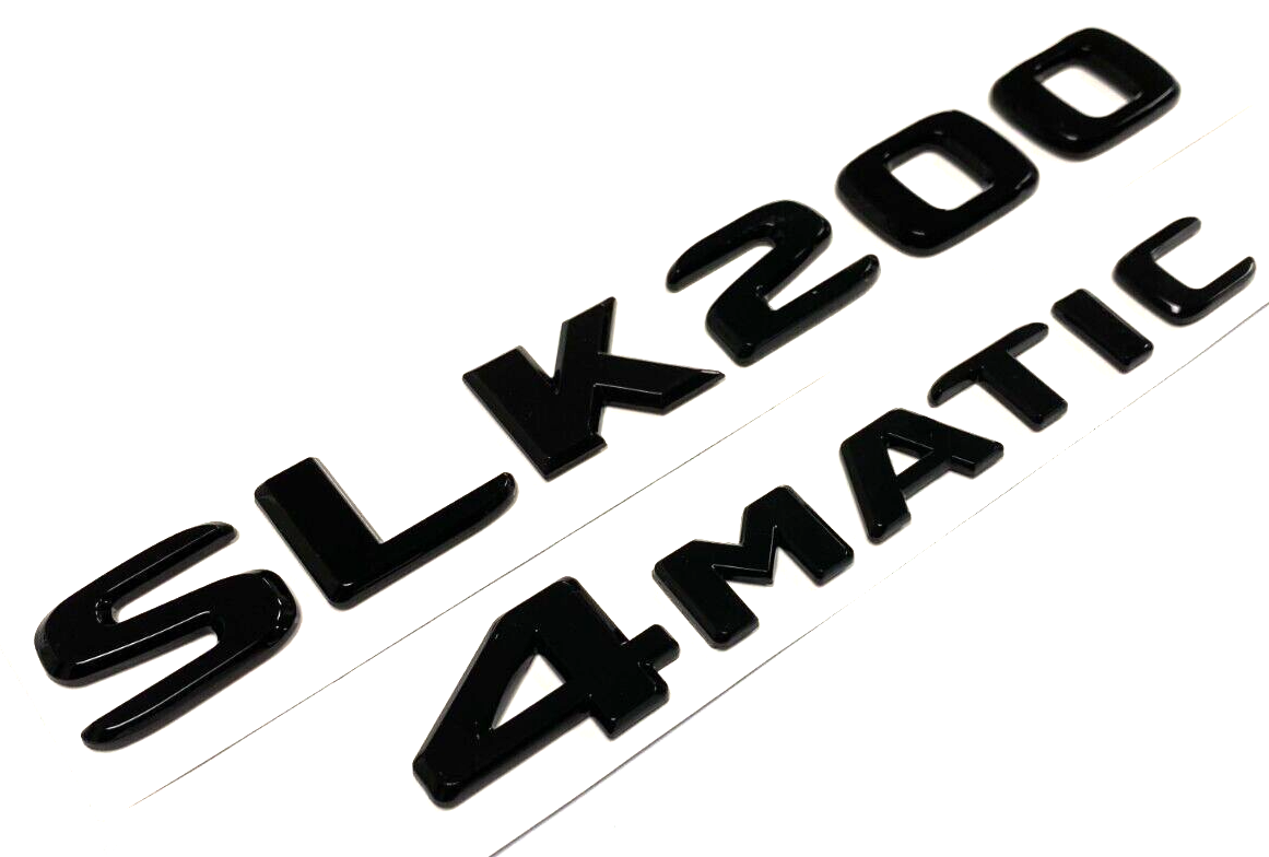 BLACK SLK200+4MATIC FOR MERCEDES REAR TRUNK EMBLEM BADGE NAMEPLATE DECAL NUMBER