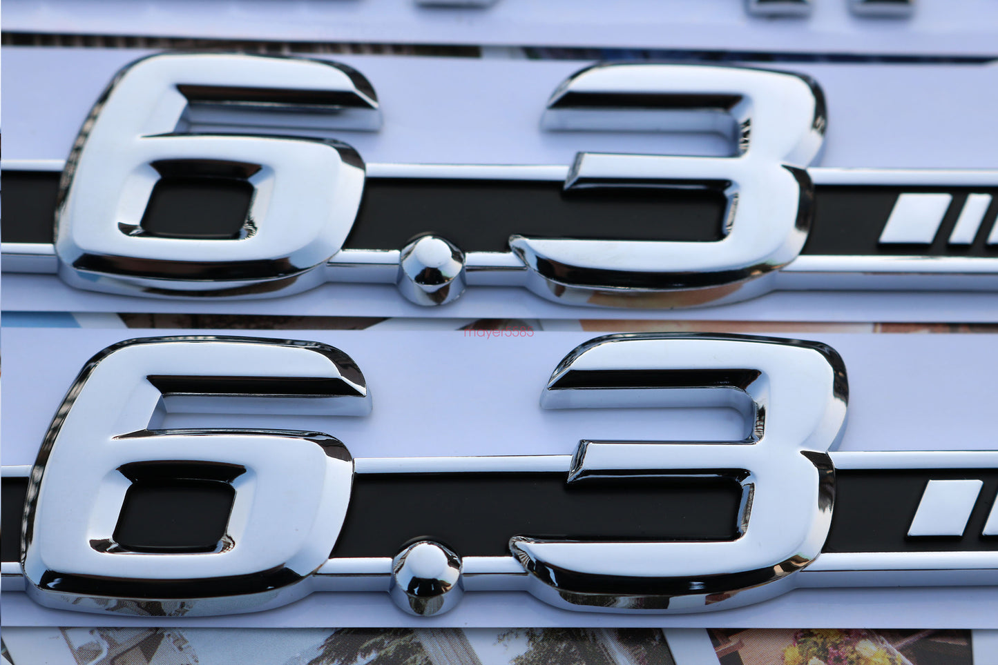 Chrome " C63+ AMG + 6.3 AMG" Letters Trunk Embl Badge Sticker for Mercedes Benz