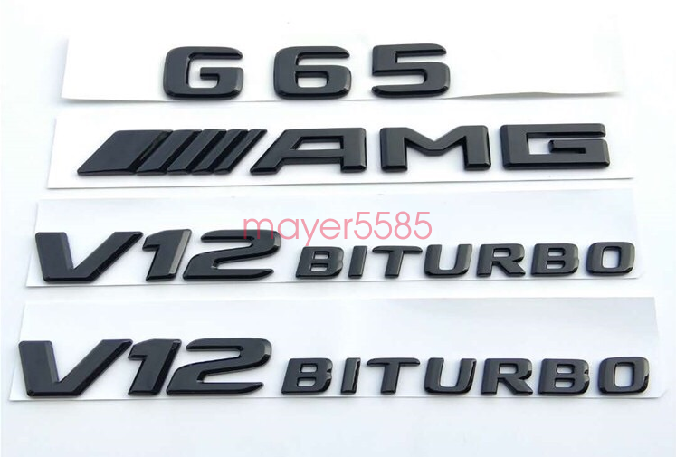 Gloss Black G65 AMG V12 BITURBO Trunk Emblem Badge Sticker For Mercedes Benz G65
