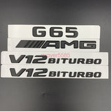 Matte Black Mercedes Benz G65 AMG V8 BITURBO Emblem Badge Sticker Set For G65