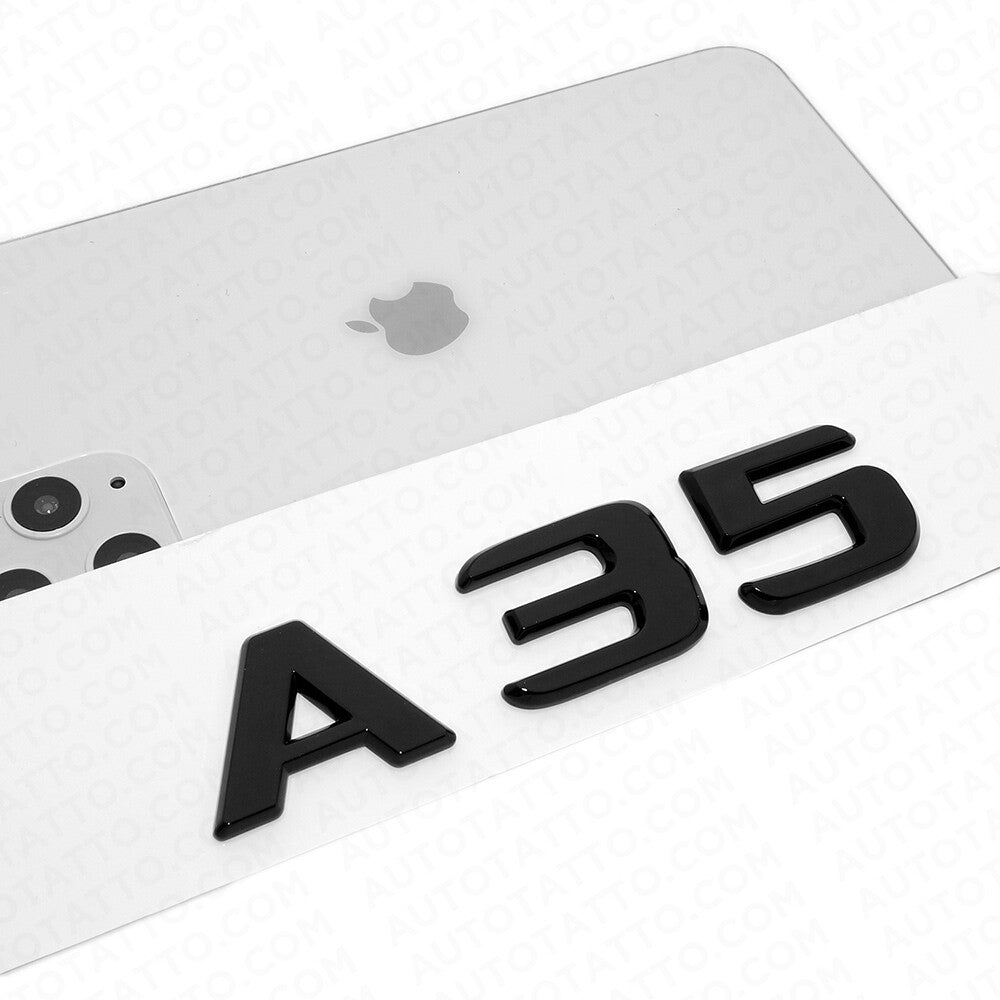 A35 AMG Letter Emblem 3D Trunk Logo Nameplate Badge Decorate Sport Gloss Black