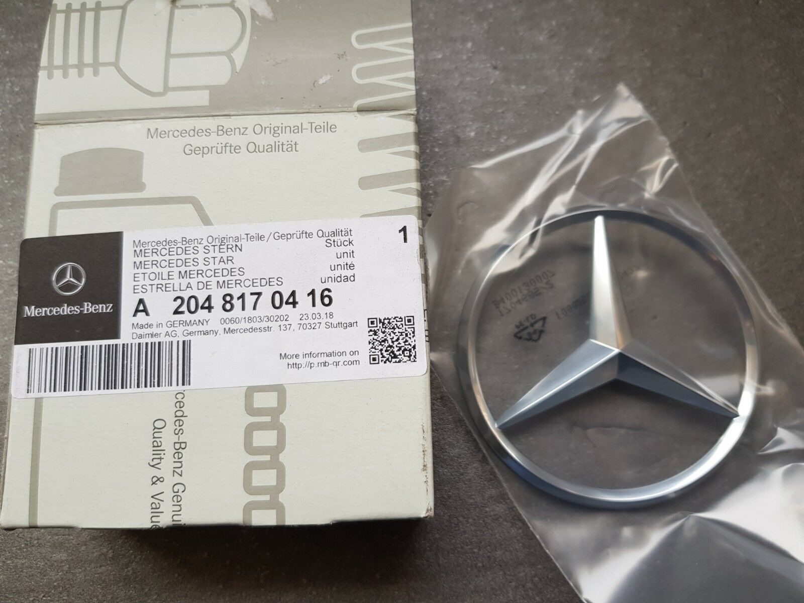 Genuine Mercedes-Benz x204 GLK Rear Trunk Boot Emblem Badge star A2048170416
