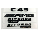 matte Black Trunk Fender Emblems Badges for Mercedes W205 C43 AMG BITURBO 4MATIC