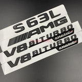Matte black S63L AMG V8 BITURBO 4 MATIC Trunk Emblem Badge Sticker For Mercedes