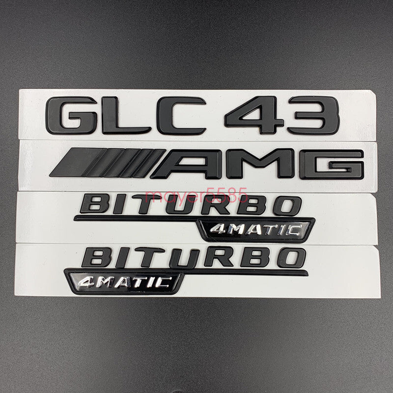 Matte black GLC43 AMG BITURBO 4MATIC Trunk Emblem Badge Sticker For Mercedes