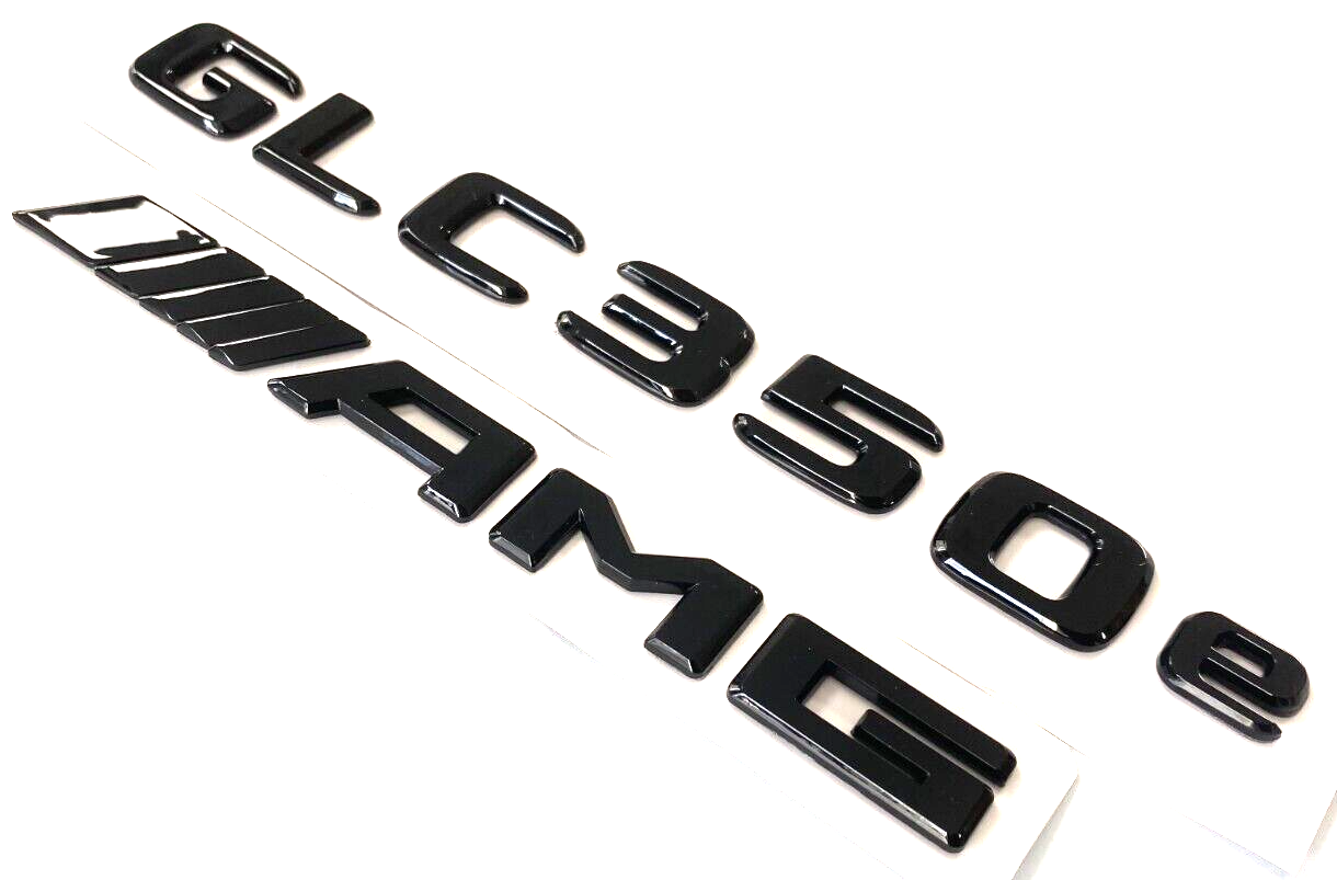 2X BLACK GLC350e+AMG FOR MERCEDES REAR TRUNK EMBLEM BADGE NAMEPLATE DECAL NUMBER