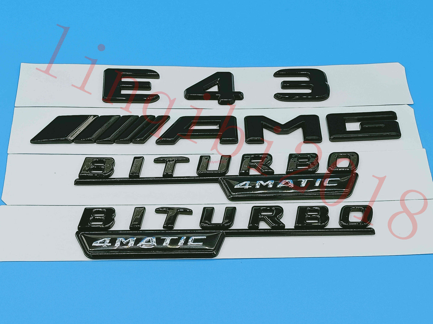 Gloss Black Flat " E43 AMG BITURBO " Trunk Embl Badge Sticker for Mercedes Benz