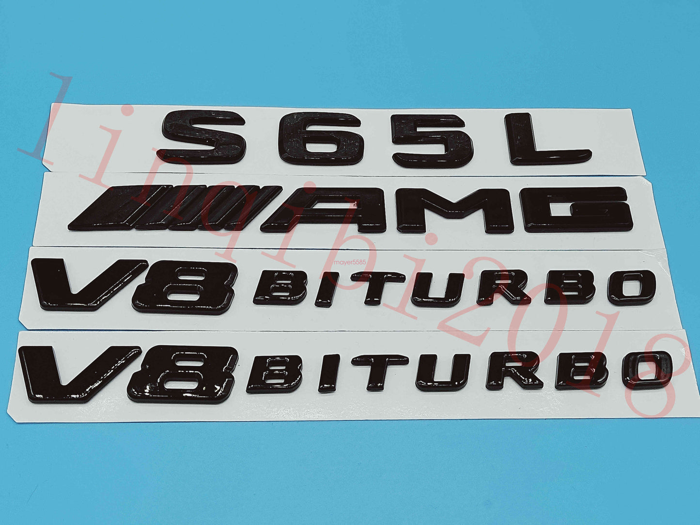 Gloss Black Flat S65L AMG+ V8 BITURBO Trunk Embl Badge Sticker for Mercedes Benz