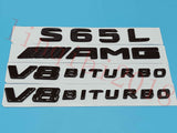 Gloss Black Flat S65L AMG+ V8 BITURBO Trunk Embl Badge Sticker for Mercedes Benz