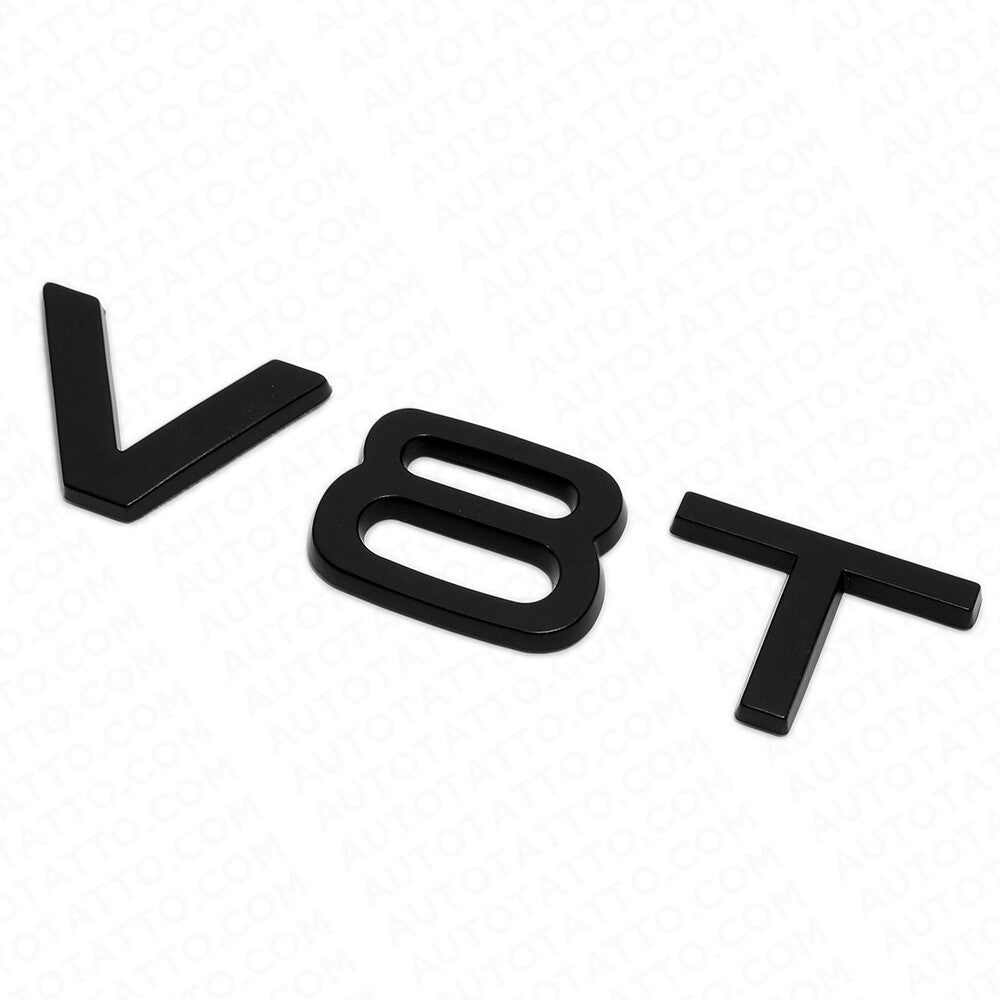 2x Audi Matte Black V8T Side Fender Marker Letter Nameplate Emblem Badge Sport
