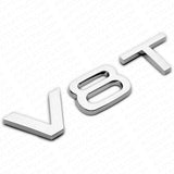 2x Audi OEM Chrome V8T Side Fender Marker Letter Nameplate Emblem Badge Sport