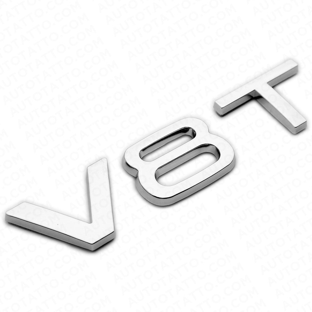 2x Audi OEM Chrome V8T Side Fender Marker Letter Nameplate Emblem Badge Sport
