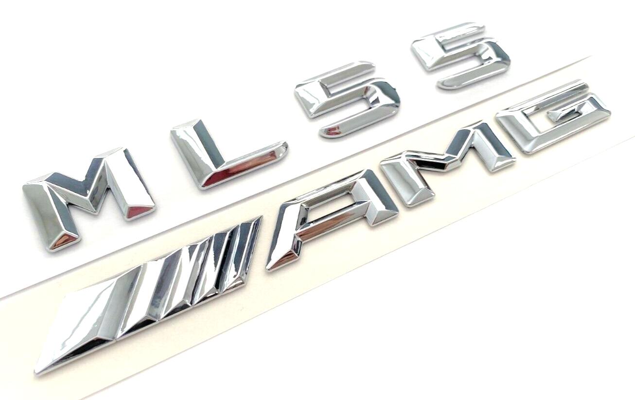 2PCS CHROME ML55+AMG FOR MERCEDES ML550 REAR TRUNK EMBLEM BADGE NAMEPLATE