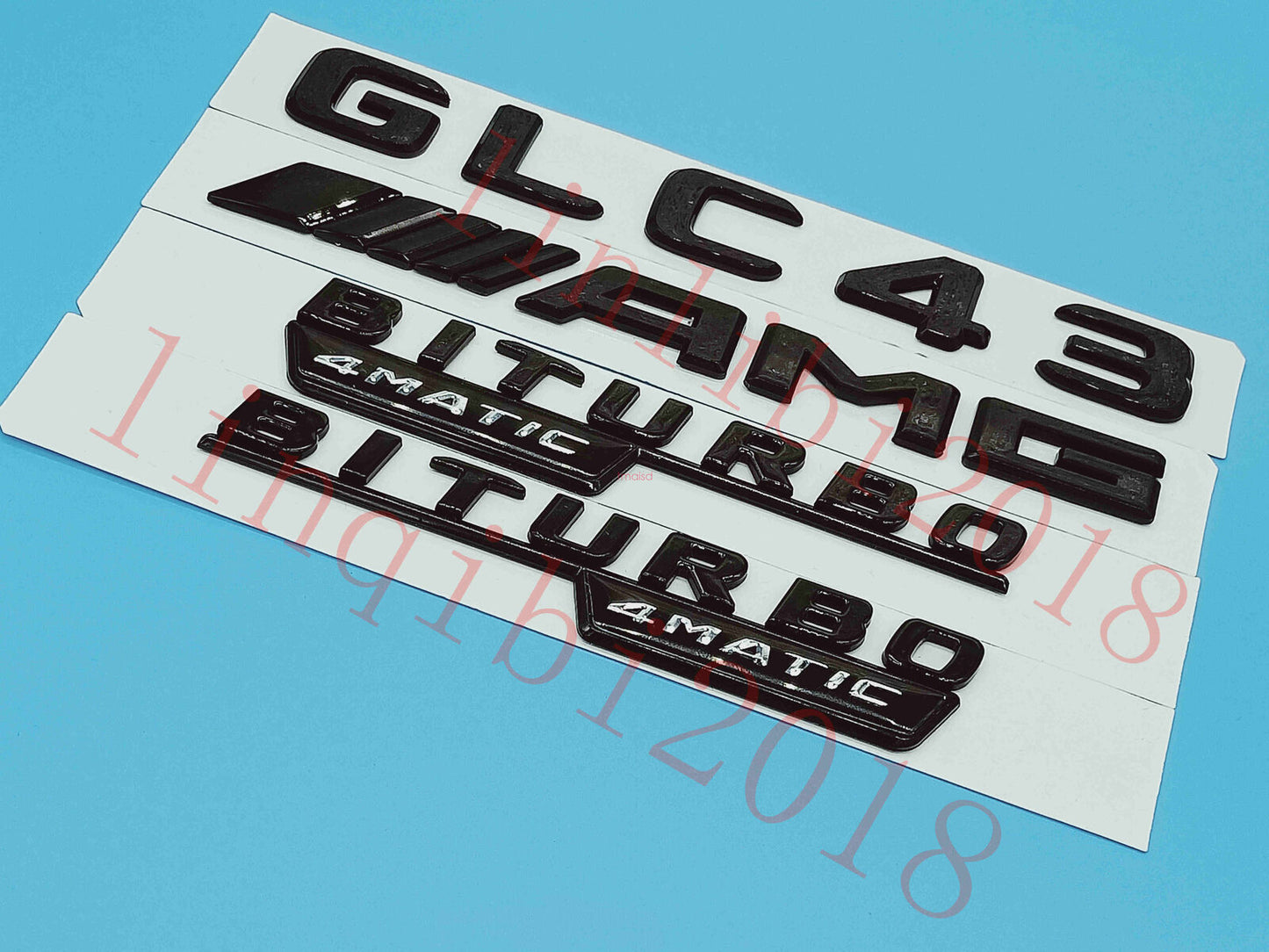 Flat Gloss Black "GLC43 AMG BITURBO" Emblem Badge Sticker for Mercedes GLC