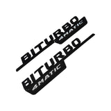 For AMG BiTurbo 4Matic Fender Door Emblem Gloss Black Letter Sticker Badge 2017+