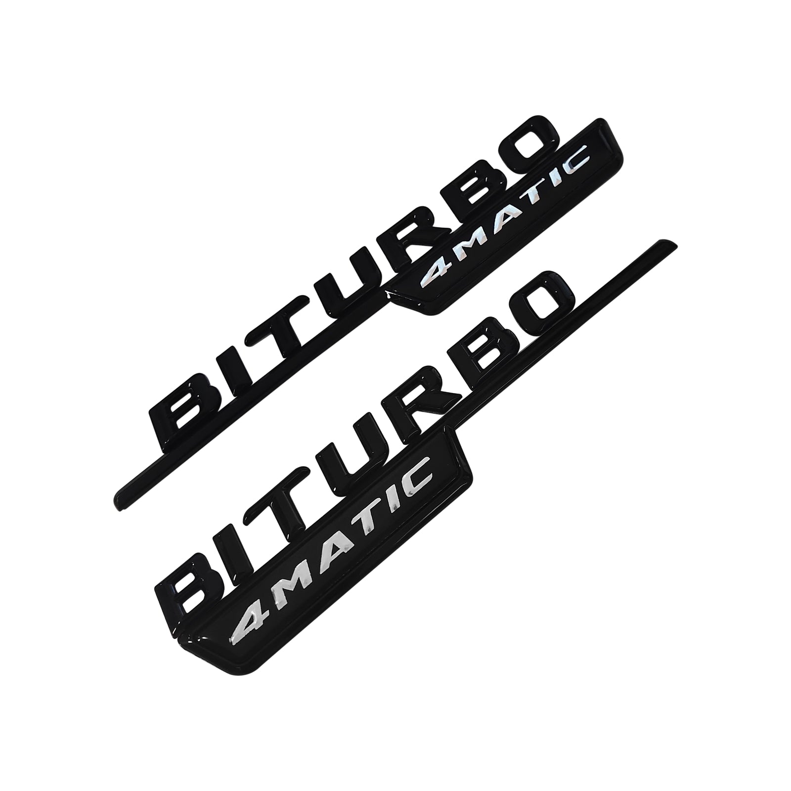 For AMG BiTurbo 4Matic Fender Door Emblem Gloss Black Letter Sticker Badge 2017+