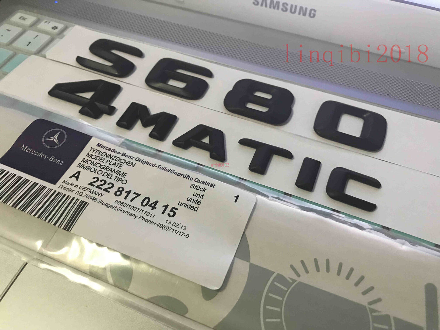 Matt black "S680 + 4 MATIC" Letters Trunk Emblem Badge Sticker for Mercedes Benz