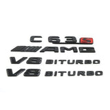 4PCS Gloss Black C63 S AMG V8 BITURBO Emblem Badge Set For Benz W205 C63 AMG