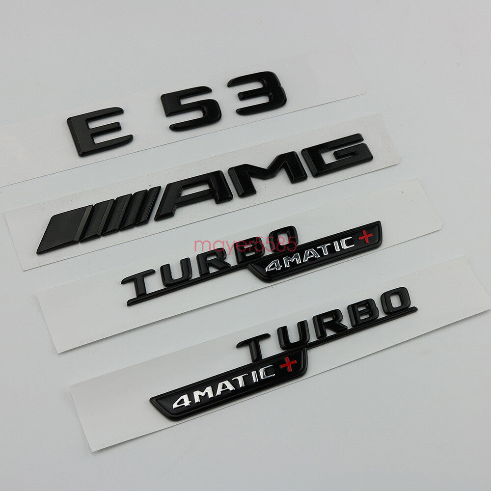 Matte black E53 AMG TURBO 4 MATIC Trunk Emblem Badge Sticker for Mercedes Benz