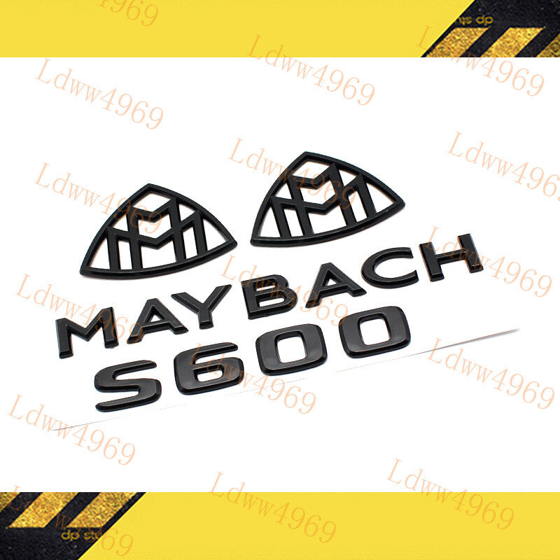 4pcs Gloss Black ABS Trunk Emblem Badge Sticker for S-Class W222 Maybach S600
