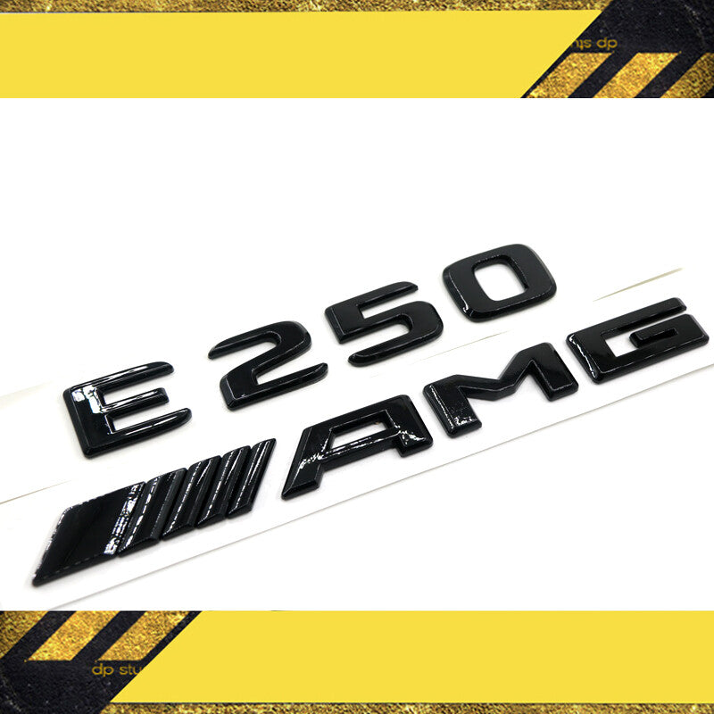 E-CLASS W212 W213 GLOSS BLACK SET AMG E250 REAR TRUNK BADGES EMBLEMS STICKER