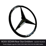 For Mercedes-Benz C Class W205 Rear Emblem Gloss Black Star Trunk Lid Badge