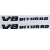 Matt Black Letters V8 BITURBO Fender Emblems for Mercedes V8BITURBO