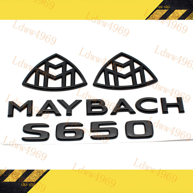 4pcs Gloss Black ABS Trunk Emblem Badge Sticker for S-Class W222 Maybach S650