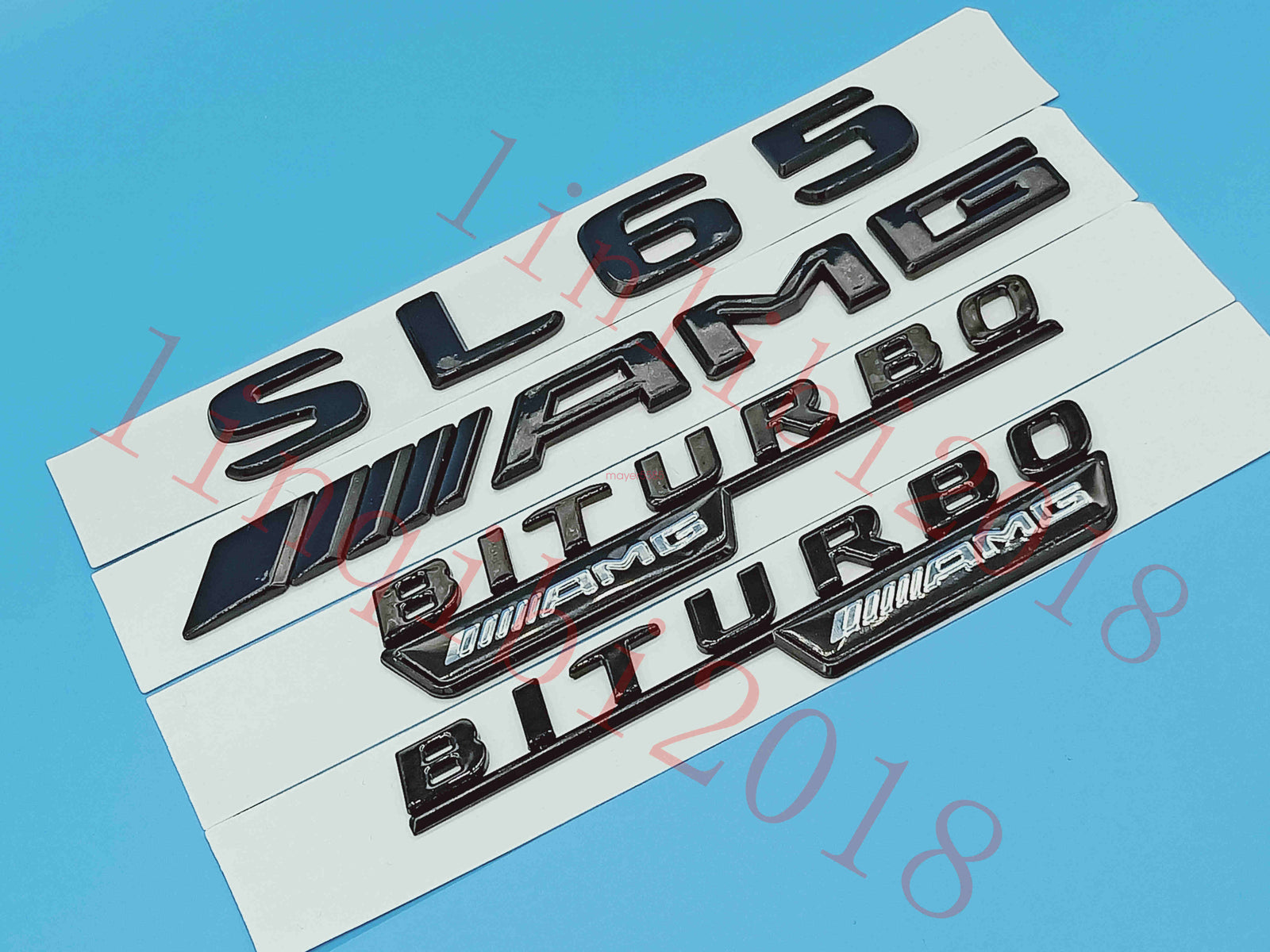 Flat Gloss Black " SL65 AMG BITURBO" Emblem Badge Sticker for Mercedes Benz SL65