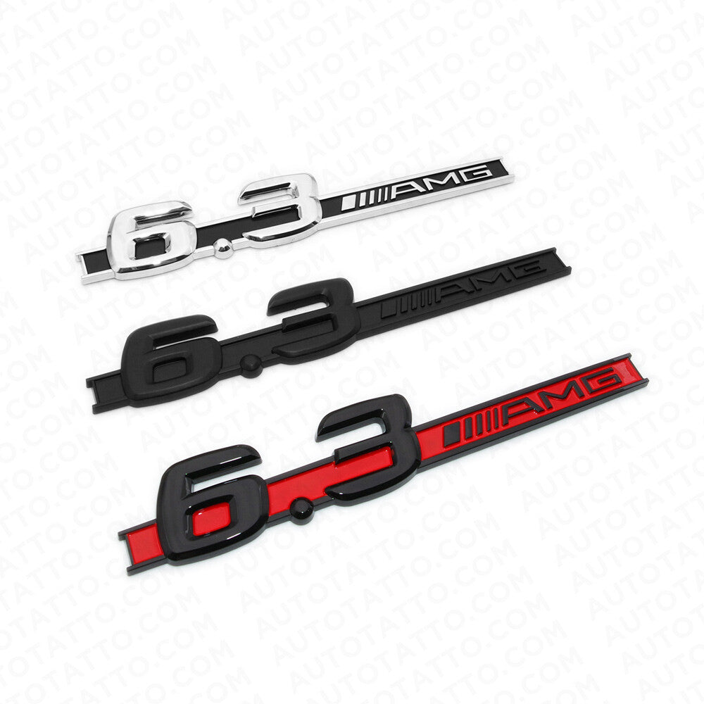 2x Black Red OEM ABS 6.3 AMG Emblem Fender Logo Badge Nameplate Decoration Sport