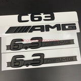 Matte black "C63 AMG 6.3 AMG" Letters Trunk Embl Badge Sticker for Mercedes