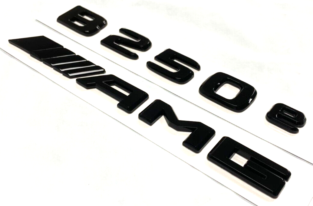 BLACK B250e +AMG FOR MERCEDES REAR TRUNK EMBLEM BADGE NAMEPLATE DECAL NUMBERS