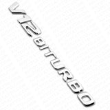 2pcs 17+ V12 BITURBO AMG Side Fender Marker Nameplate Emblem Badge OEM Chrome