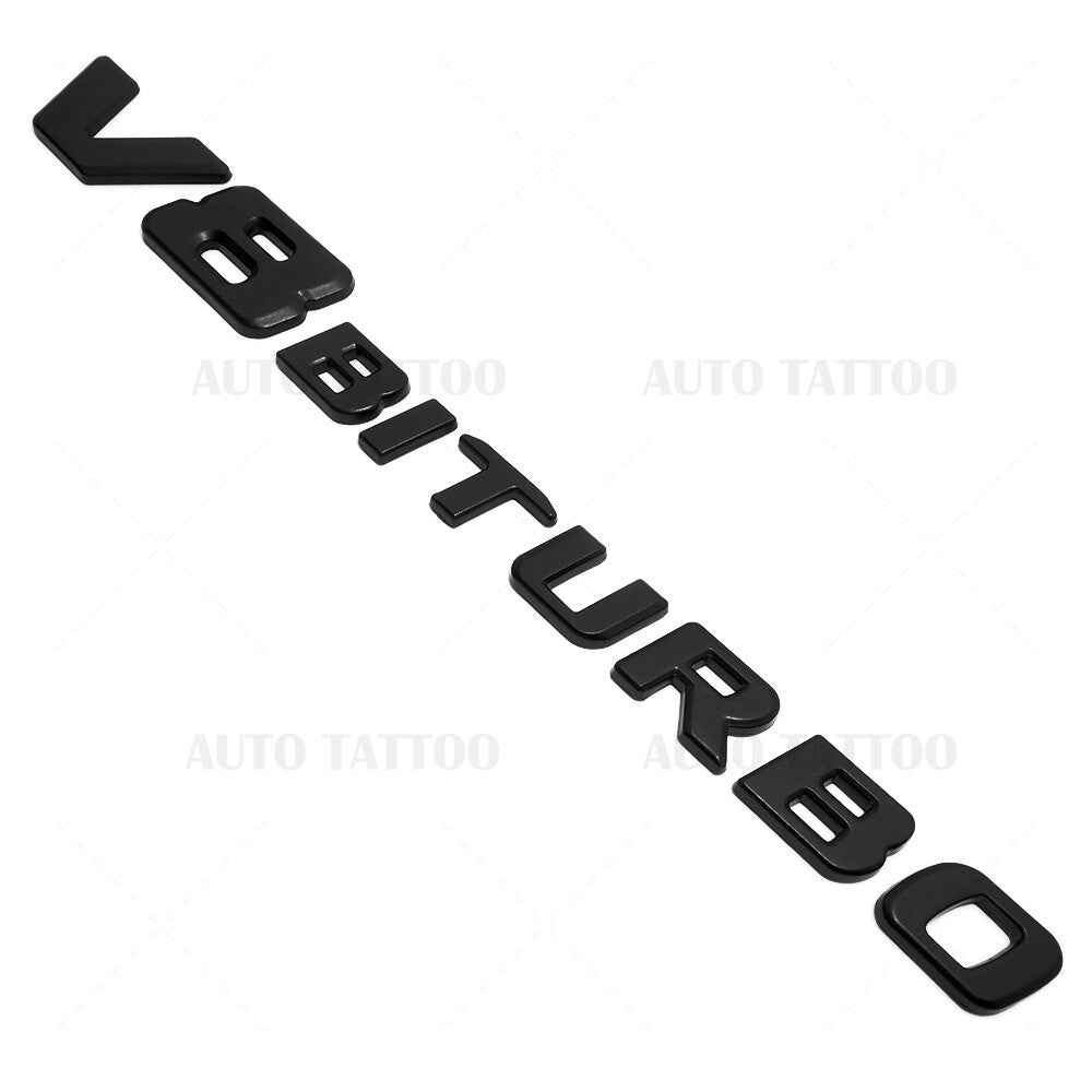 2x 17+ V8 BITURBO AMG Logo Side Fender Marker Nameplate Emblem Badge Matte Black