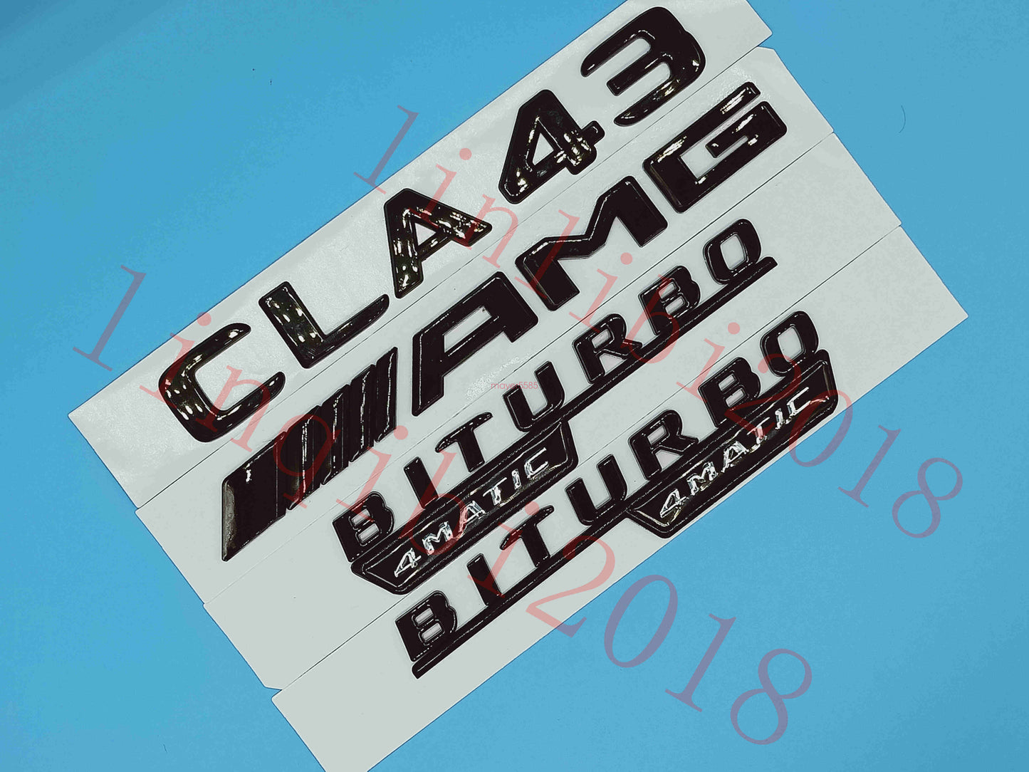 Flat Gloss Black "CLA43 AMG BITURBO" Emblem Badge Sticker for Mercedes Benz CLA