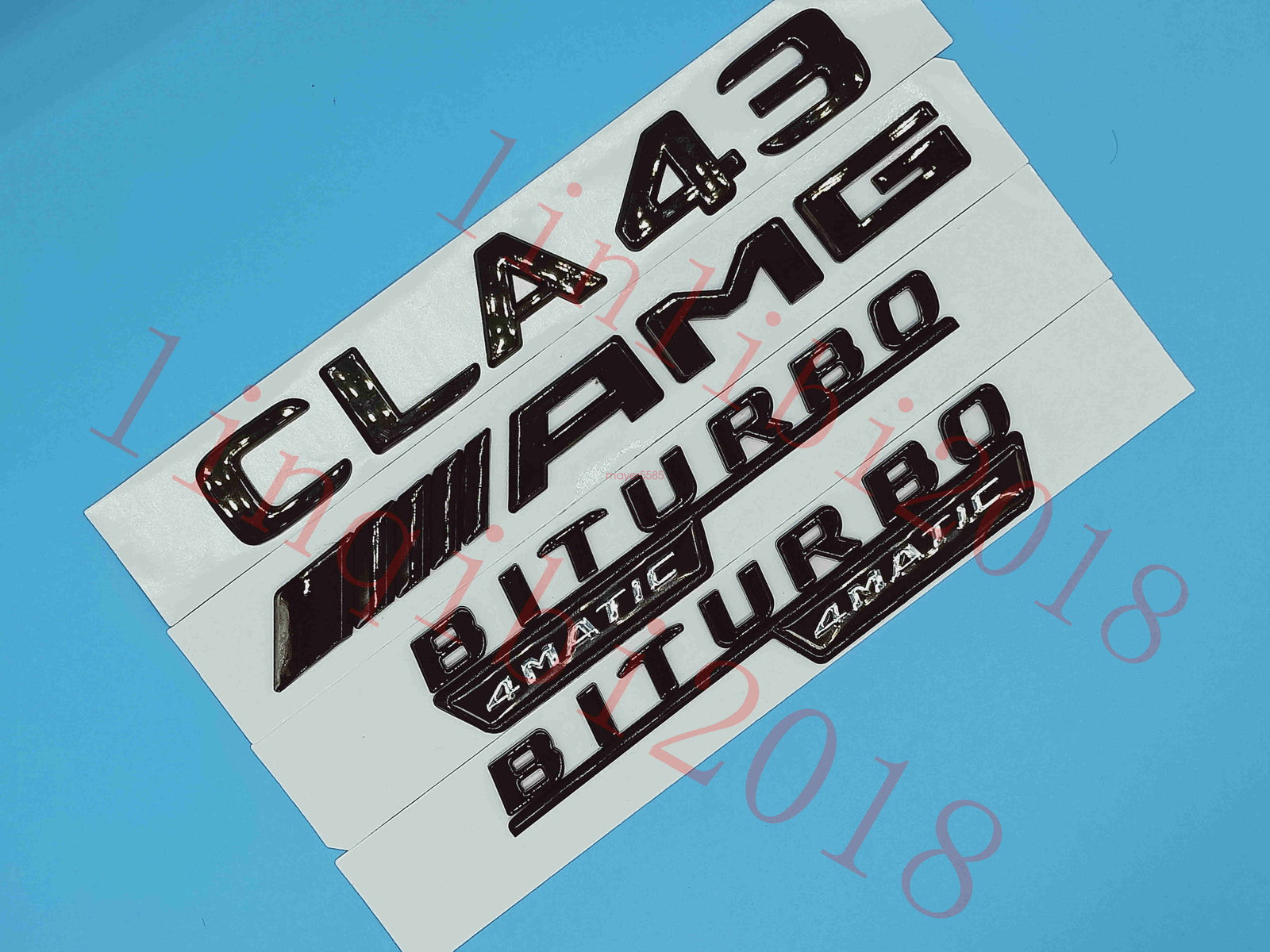 Flat Gloss Black "CLA43 AMG BITURBO" Emblem Badge Sticker for Mercedes Benz CLA