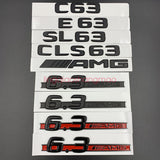 Matte black "C63 AMG 6.3 AMG" Letters Trunk Embl Badge Sticker for Mercedes