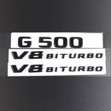 For Mercedes-Benz G Gloss Black Emblem G500+V8 BITURBOx2 Rear Trunk Fender Badge